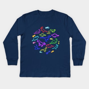 Neon Dinosaurs Kids Long Sleeve T-Shirt